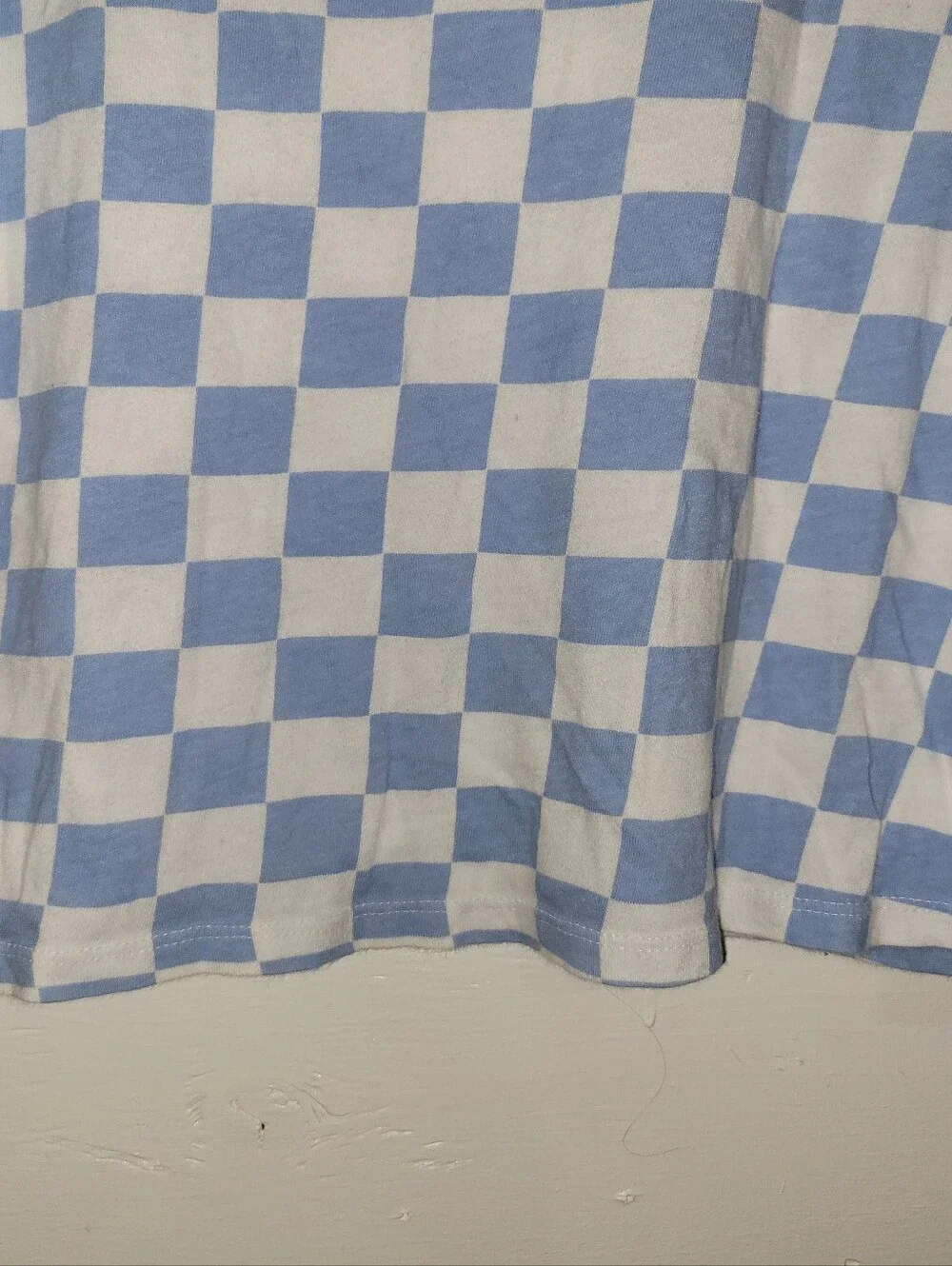 Old Navy Light Blue & White Check Crewneck Tee AA35